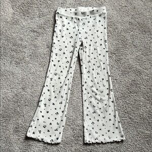 Girls Cream and Black Floral Flare Leggings - 5/6